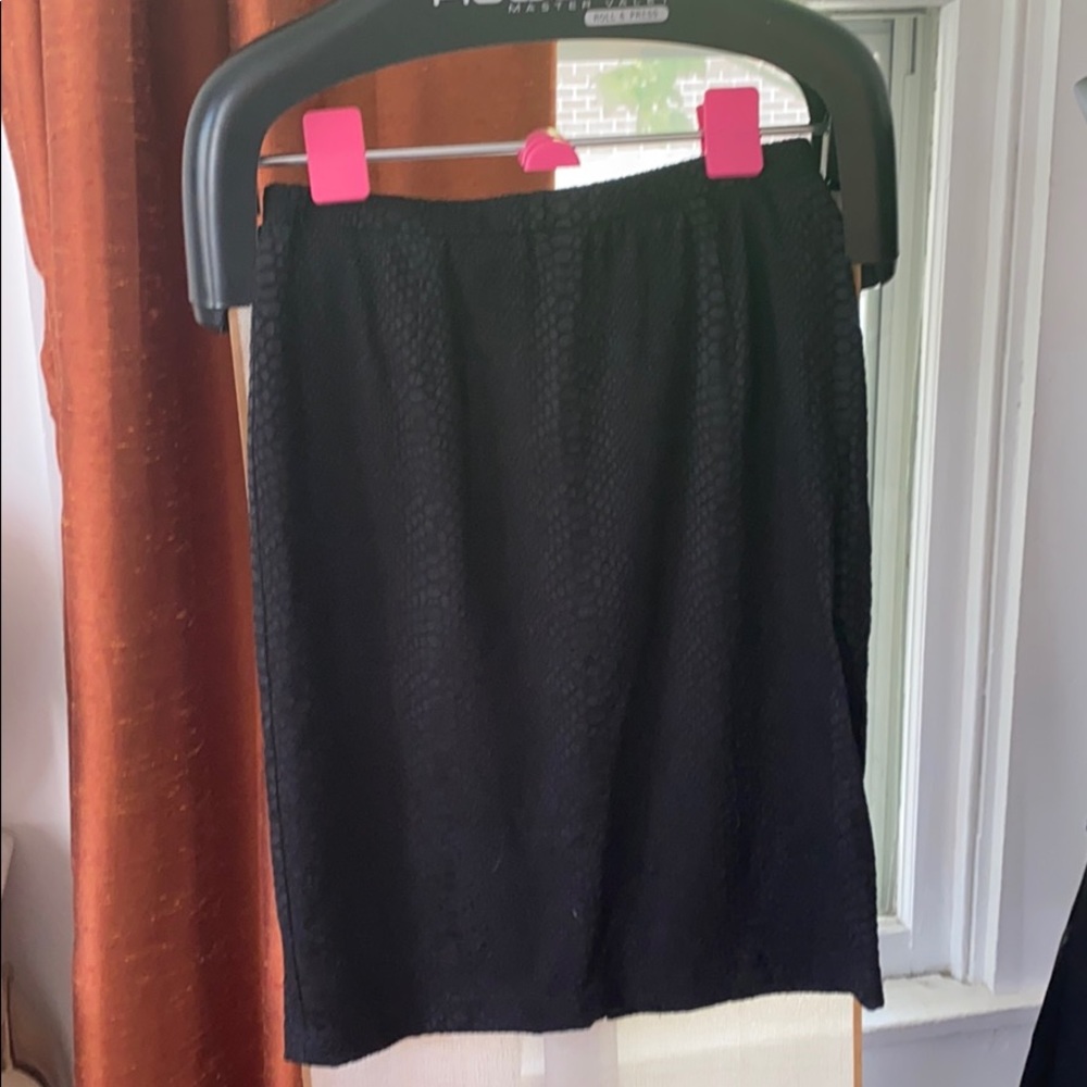 Snakeskin look stretchy black skirt, Noir, size S